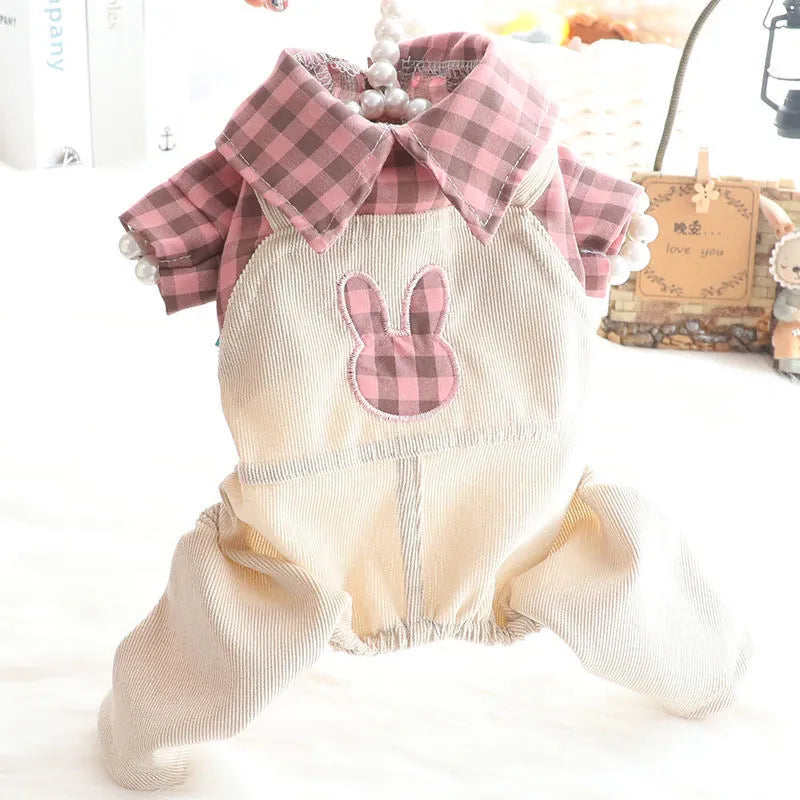 Thin Plaid Dog Shirt Overalls 🐾👕
