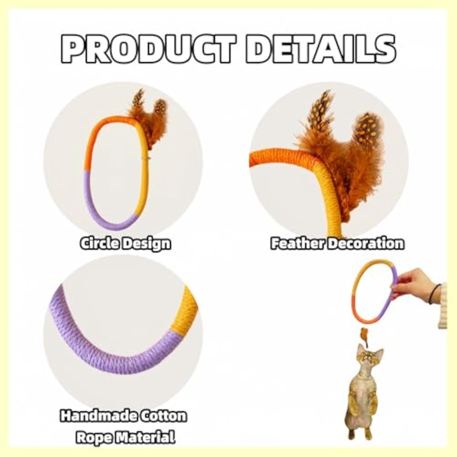 Cat Teething Chew Toy with Catnip &amp; Feathers 🐱🪢